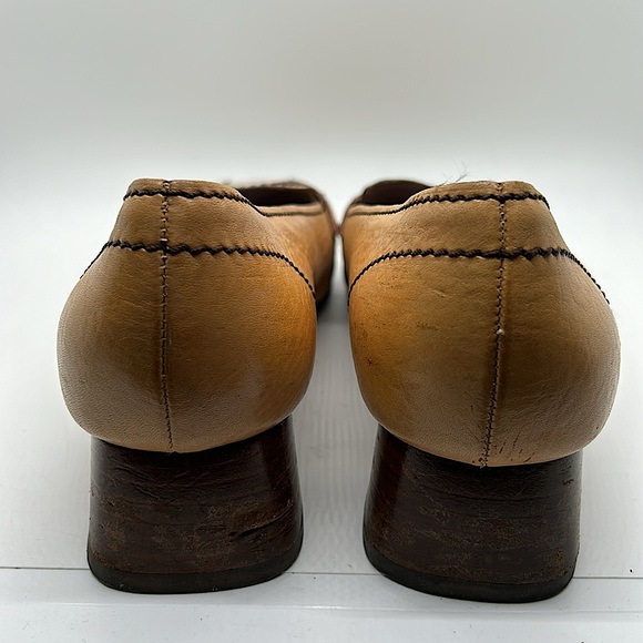 Prada Authenticated Vintage Tan Block Heel Loafer Shoes **Sz 39/US Size 9**🌸🌸 - Picture 6 of 13